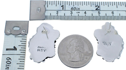 Native American Sterling Silver Flower And Leaf Post Earrings BX120132
